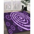thumbnail image 3 of Ahgly Company Tapis de Zone Rond Transitionnel Violet pour Intérieur Lavable à la Machine, 8 Pieds Rond, 3 of 7