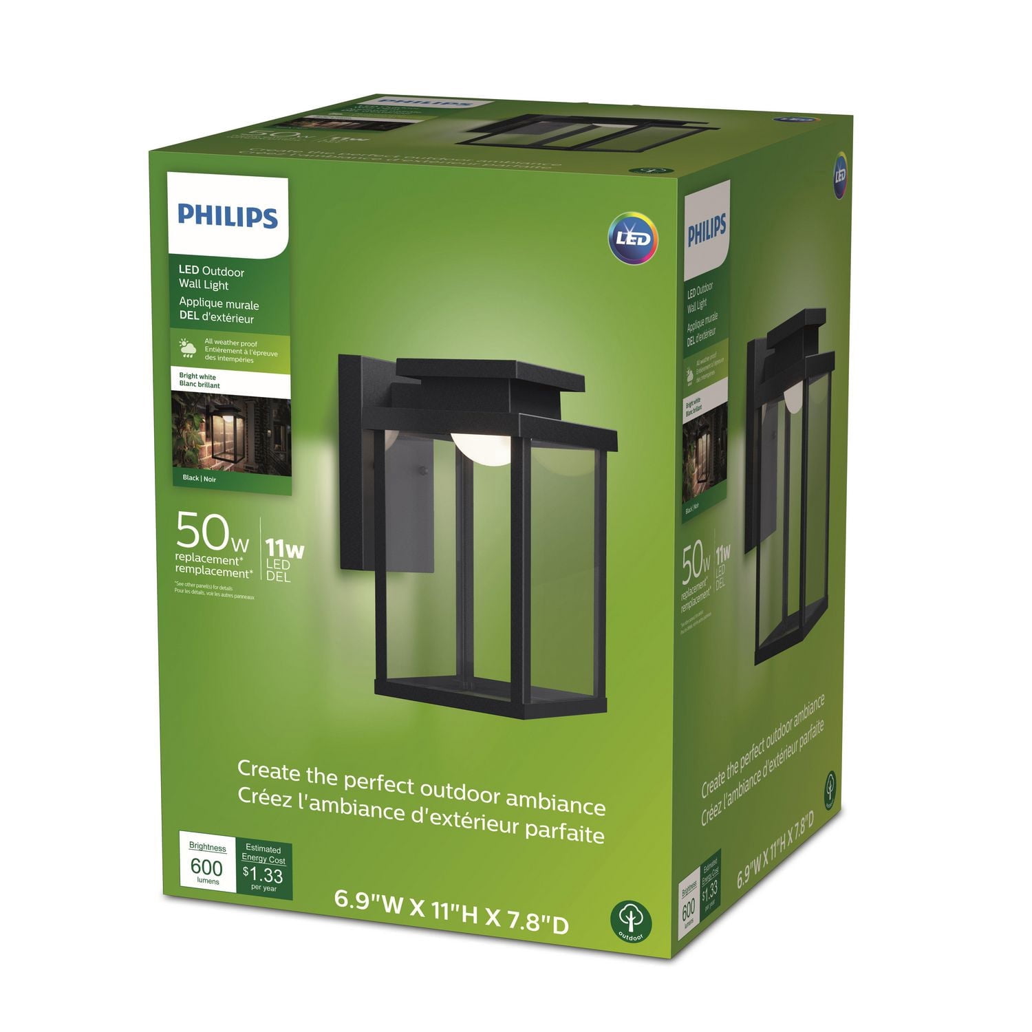 Philips 11" Intergrated LED 50W Outdoor Wall Light
