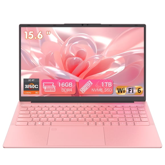 Auusda 15.6" Business Laptop, AMD Ryzen 3250C, 16GB DDR4 RAM 1TB NVMe SSD, Windows 11 Pro Laptop Computer, Backlight Keyboard, Fingerprint Reader, Pink