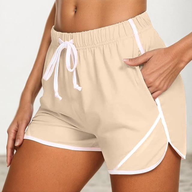 Short Pants for Women - Breathable Comfortable Casual Wear with Adjustable Drawstring and Versatile Split Design for Summer Activities