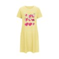 thumbnail image 5 of Bas de Pyjama pour Femmes Robes de Nuit pour Femmes Robe de Sommeil à Imprimé Cœur Manches Courtes Col Rond Chemise de Nuit Confort Robe de Pyjama Tenue de Nuit T-Shirt Tenue d'Intérieur Robe de Maison Jaune TG, 5 of 5