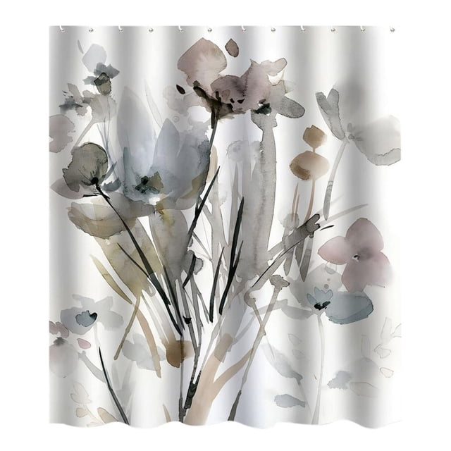 Feltree Rideau de Douche Imperméable à Imprimé Numérique avec Crochets, Présentant un Motif floral Multicolore sur Fond Blanc. Fabriqué en Tissu polyester durable, Mesure 120x180 cm (47,24x70,87 Po) et Comprend 12 Crochets Résistants à la Rouille pour une installation Facile Sans Perçage. le Rideau Est Imperméable, à Séchage Rapide et Résistant à la Moisissure, Idéal pour les Salles de Bain Modernes des Enfants.