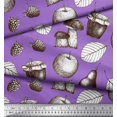 thumbnail image 3 of Soimoi polyester Crepe Fabric Mushroom, Pear Fruits Printed Fabric 1 Yard 42 Inch Wide, 3 of 3