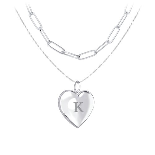 Collier Superposé avec Médaillon et Chaîne Trombone