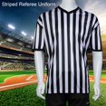 thumbnail image 1 of AMERTEER Court Uniform Striped Shape Short Sleeve V-neck Sweat Absorption Anti-Deformed Referee Wearing Polyester Fiber Sporting Goods Collared Referee Shirt for Sports style A size M, 1 of 13