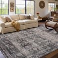 thumbnail image 1 of HOMERRY Washable 9' x 12' Modern Area Rug for Living Room Vintage Floral Print Indoor Washable Neutral Carpet, Green, 1 of 5