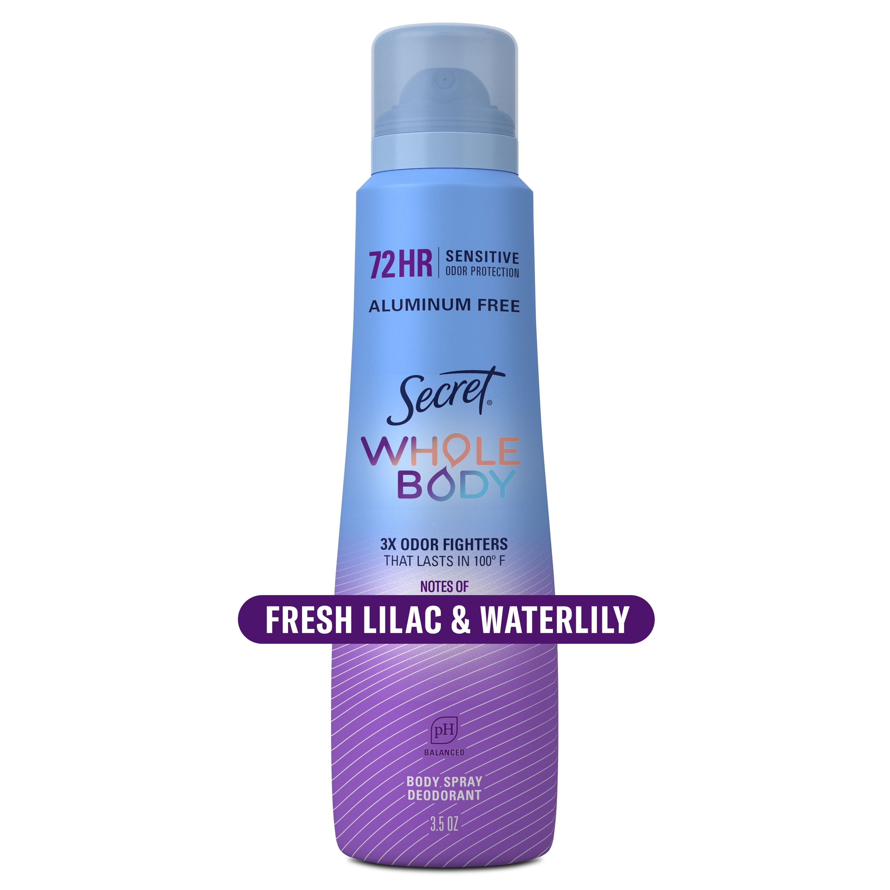 Secret Whole Body Aluminum Free Deodorant for Women Body Spray Lilac & Waterlily