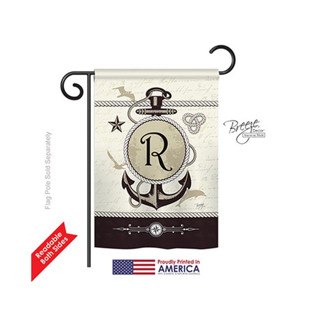 Breeze Decor 80200 Drapeau de Jardin Impression Recto-Verso R Monogramme Nautique - 13 x 18,5 Po.