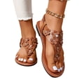 thumbnail image 1 of LSLJS Glamorous Outdoors T-strap Flat Sandals Women Flower Decor Toe Post Thong Sandals, Womens Flip Flops, 1 of 9