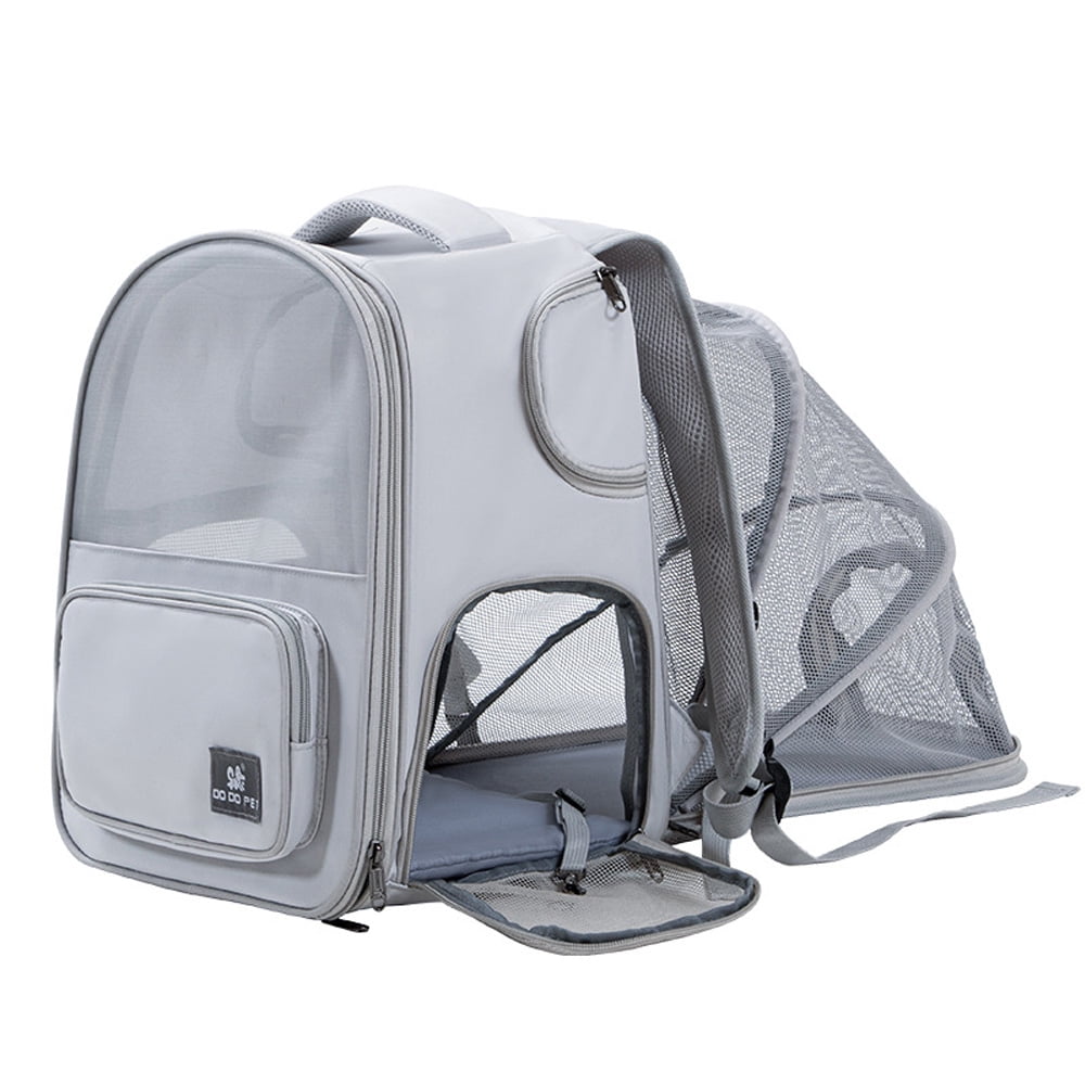 Mistaha Breathable Expandable Pet Carrier Backpack for Cats and Small Dogs - Lightweight Portable Cat Cage with Tent Function - Grey