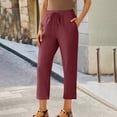thumbnail image 2 of Yuyuzo Plus Size Cotton Linen Capri Pants for Women Drawstring High Waisted Summer Cropped Trousers, 2 of 7