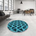 thumbnail image 4 of Ahgly Company Tapis Rond Lavable en Machine Intérieur Transitionnel Vert Sarcelle Profond, 3 Pieds Rond, 4 of 7