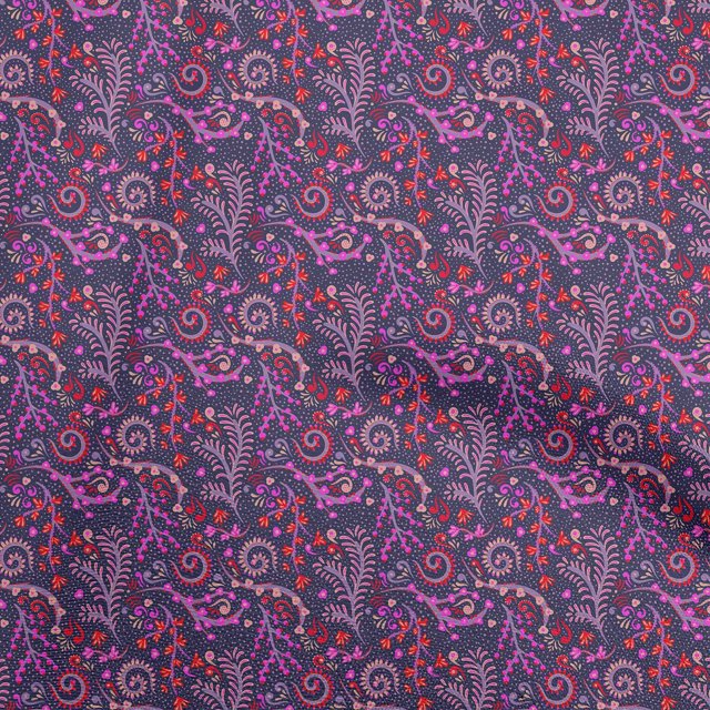 oneOone Polyester Spandex Blue Fabric Floral Sewing Material Print Fabric By The Yard 56 Inch Wide