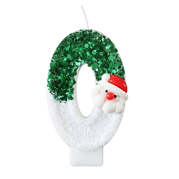 Skimsklo Green White Santa Claus Candle Red Hat Snowman Christmas Digital Candle | Paraffin Wax Number Cake Topper Decoration | Festive Holiday Table Centerpiece for Home Party Decor | 4Cm X 7.5Cm C