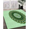 thumbnail image 3 of Ahgly Company Tapis d'Intérieur Lavable en Machine Carré Vert Transitionnel, 6 Pieds Carré, 3 of 7