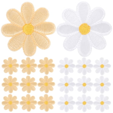 20pcs Iron On Patches Daisy Applique Patches Clothes Badges Sewing Clothes Decals