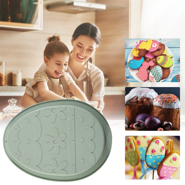 Oleegame 1PC Cookie Mold Easter Rabbit Egg Silicone Cake Chocolate Cake Baking Abrasive Blue