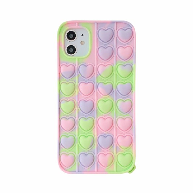 Fidget Toys Phone Case, Pop It Phone Case,Silicone Soft Protective Case,Pressure & Anxiety Relief Sensory Gadget Mobile Phone Protective Shell(iPhone 11Pro) Camouflage Green