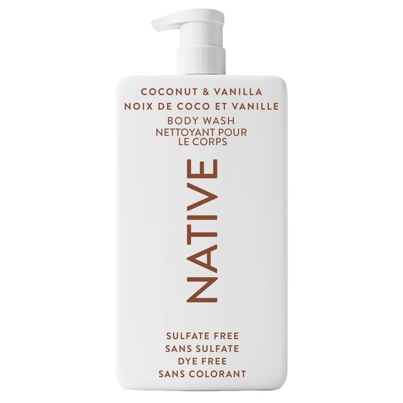 Nettoyant pour le corps Native pour femmes et hommes, parfum de noix de coco et vanille, ingrédients d’origine naturelle, sans sulfates, fraîcheur pendant 24 heures, 1 064 mL