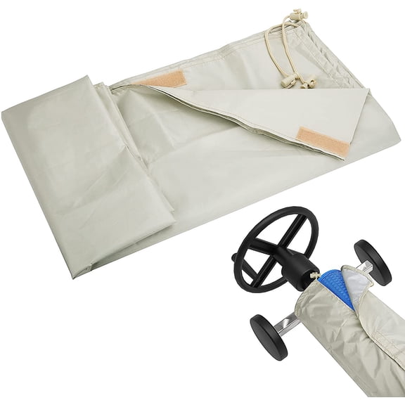 Housse Protectrice pour Moulinet Solaire de Piscine avec Velcro - Housses de Piscine Solaires Imperméables de 18 Pieds avec Sangle Ajustable - Couverture de Moulinet d'Hiver pour Piscine contre la Pluie, le Soleil, la Poussière, les UV, le Gel et le Gel