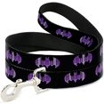 thumbnail image 2 of Dog Leash Batman Signal Black Purple Plaid 6 Feet Long 1.5 Inch Wide, 2 of 6