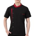 thumbnail image 1 of serony Chef Jacket Men Chef Coat Skin Friendly Chef Uniforms O-Neck Cheap Short Sleeve Tops Bakery Cooking Clothes Work Wear Black XL, 1 of 9
