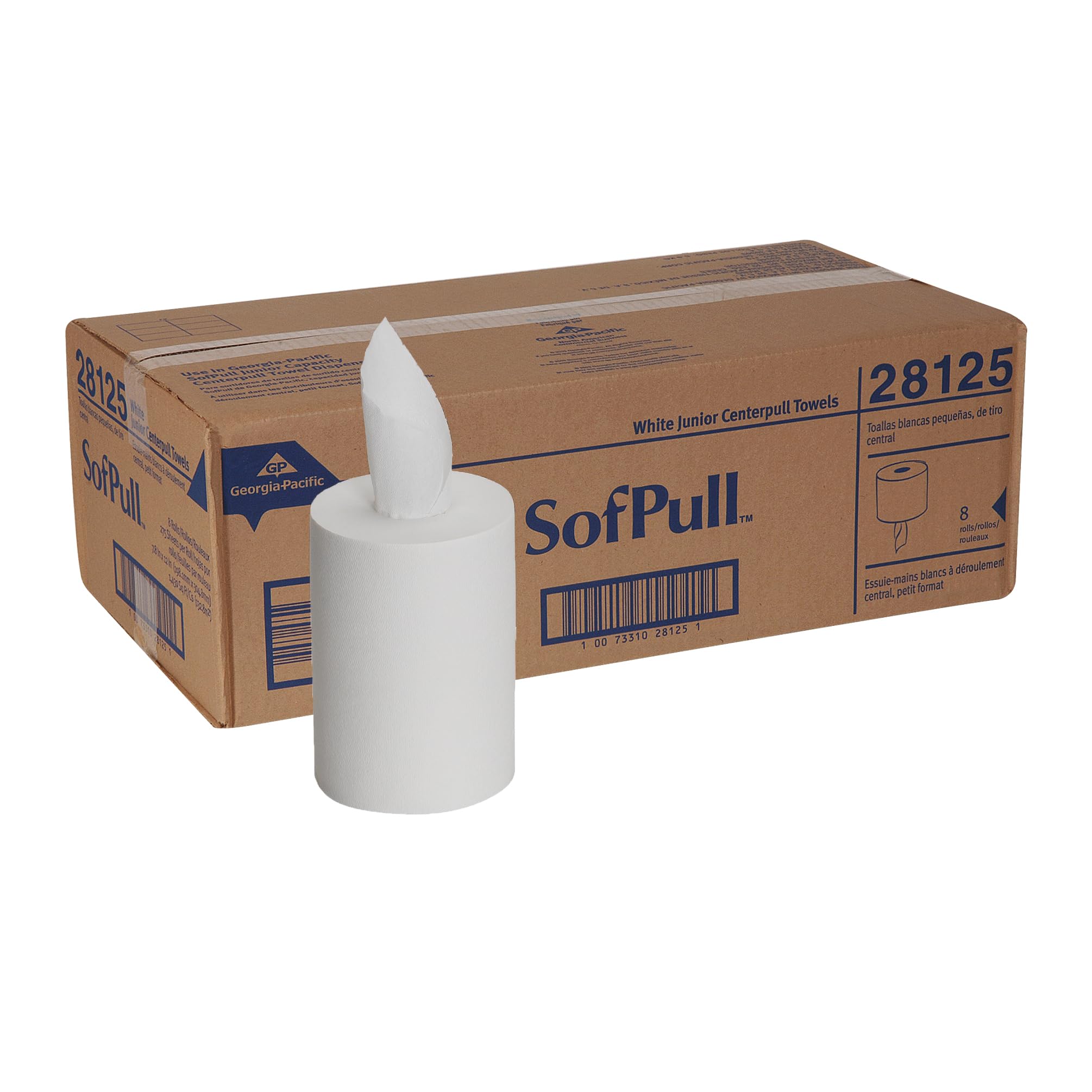 Georgia-Pacific SofPull Junior Centerpull Premium Paper Towel by GP PRO, Georgia-Pacific, White, 28125, 8 Rolls Per Case