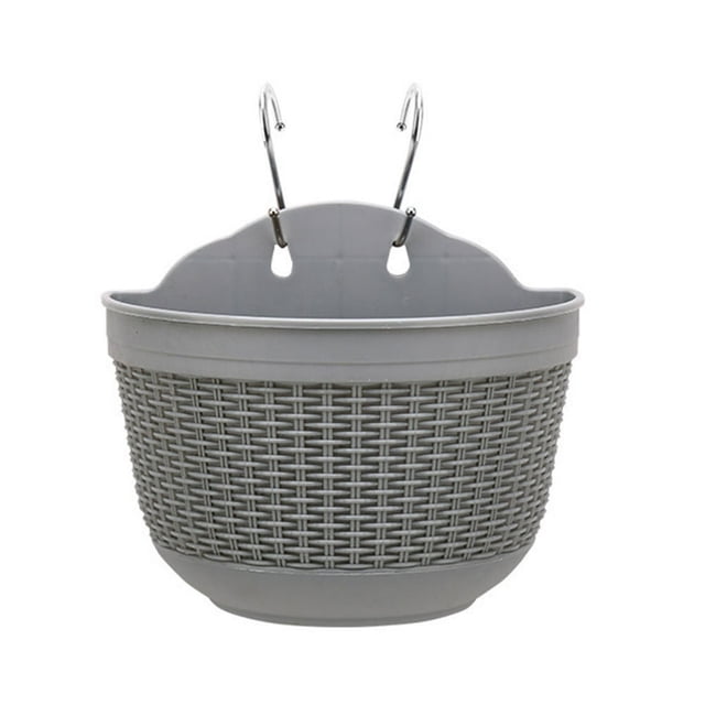 Wall Hanging Planters Railing Hanging Planters Plastic Plants Pot Wall Mounted Hanging Basket Fence Flower Pots Plants Container with Hooks 1pc