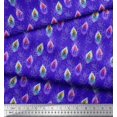 thumbnail image 3 of Soimoi Blue Poly Georgette Fabric Peacock Feather Print Fabric by the Yard 52 Inch Wide, 3 of 3