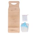 thumbnail image 1 of Bamboo Washboard, Convenient Laundry Cleaning Board Wavy Lines   For School For Home, 1 of 8