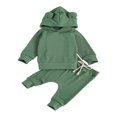 thumbnail image 2 of Newborn Baby 2-piece Long Sleeve Solid Color Hoodie and Pants Outfit Set, 2 of 7