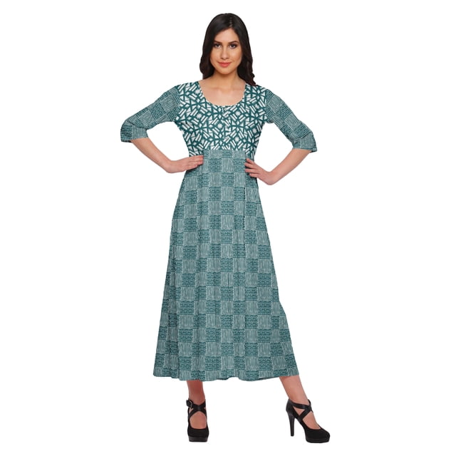 Moomaya Kurti Ligne A pour Femmes Kurti Longue Imprimée Robe Haut Indien pour Femmes