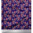 thumbnail image 1 of Soimoi Blue Poly Georgette Fabric Branches & American Robin Bird Decor Fabric Printed BTY 42 Inch Wide, 1 of 3