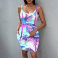 thumbnail image 4 of Ovzne Robes Grande Taille pour Femmes aux Formes Robe Femme Mode Robe d'Été pour Femmes Poches Décontractée Col Rond Sans Manches Imprimé Robes de Plage Boho Robe Mini Robes Robe de Vacances Liquidation, 4 of 7