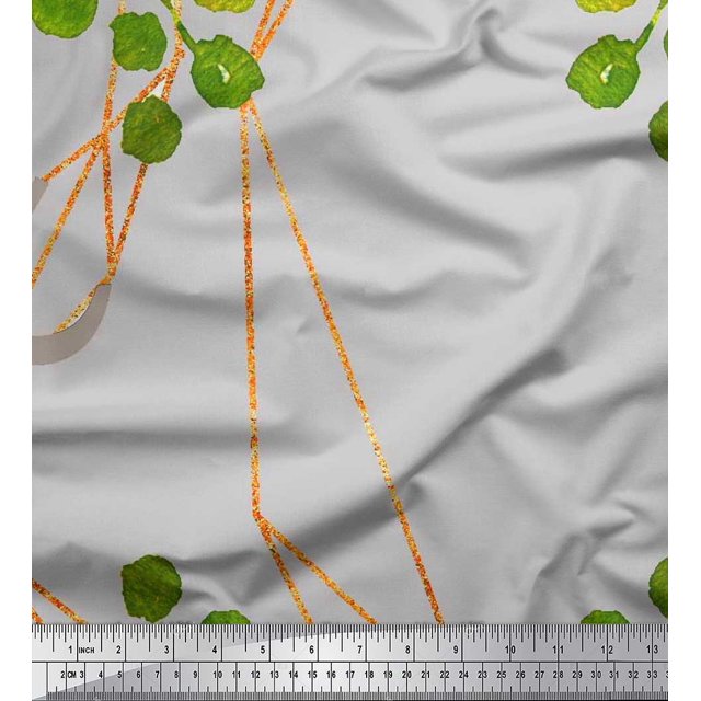 Soimoi Georgette Viscose Fabric Leaves & Ranunculus Floral Print Fabric by the Yard 42 Inch Wide