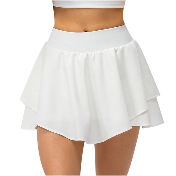 Yuyuzo Womens Athletic Tennis Skirts with Pockets High Waisted Layered 2 in 1 Flowy Running Skirt Shorts Golf Skirts