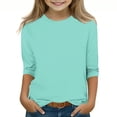 thumbnail image 1 of MeetoTime T-shirt Uni à Manches 3/4 et Col Rond pour Enfants, T-shirt pour Tout-Petits Garçons Filles 3-12 Ans, 1 of 5