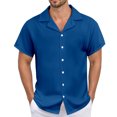 thumbnail image 1 of Men's Casual Linen Shirt - Cuban Collar, Button Down, Breathable Material, Perfect for Summer & Vacation, 1 of 5