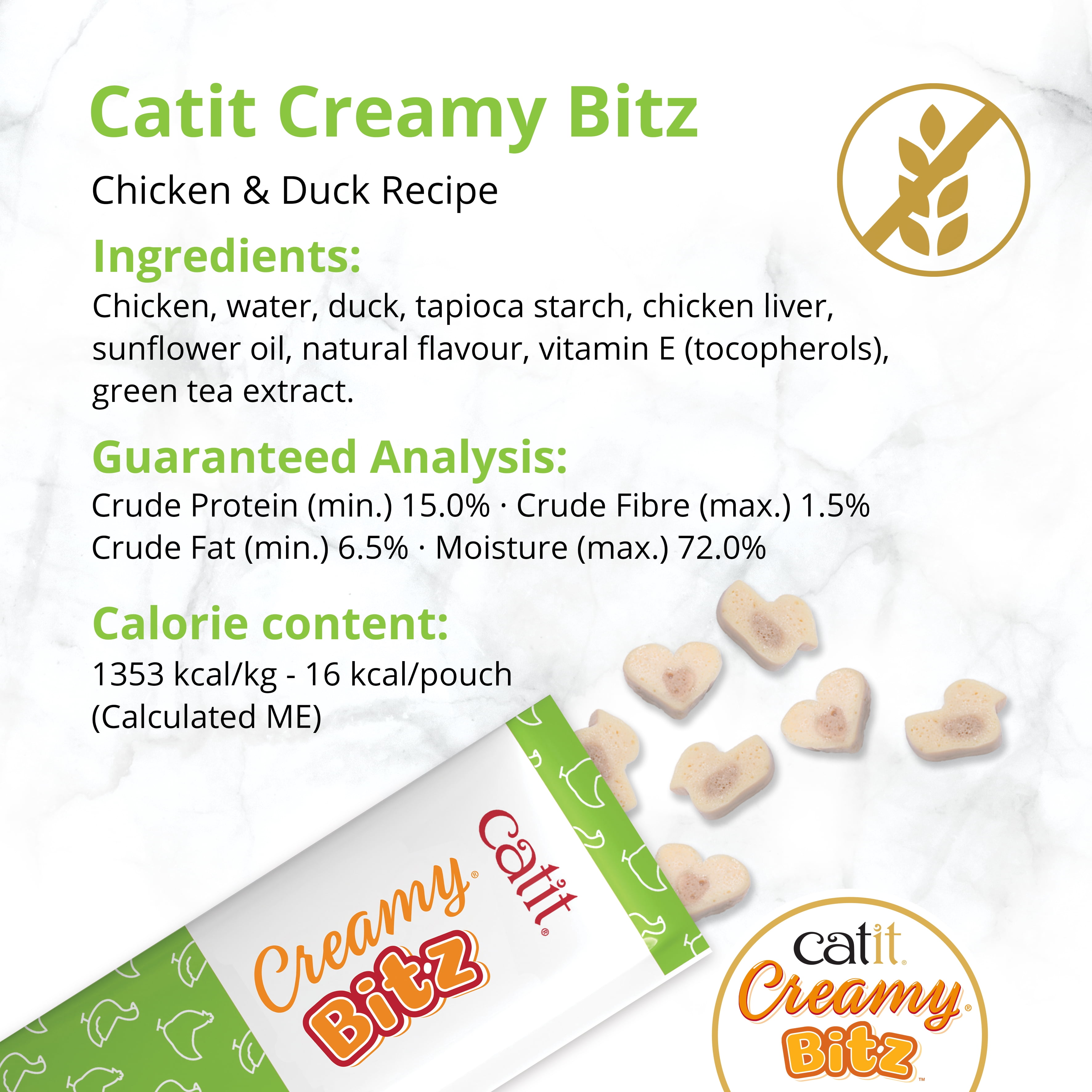 Gâteries pour chats Catit Creamy Bitz, recettes au poulet et canard, 48 G
