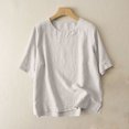 thumbnail image 2 of Yuyuzo Hauts pour Femmes Manches Courtes Col Rond Blouses Décontractées Confortables Tuniques Amples, 2 of 7