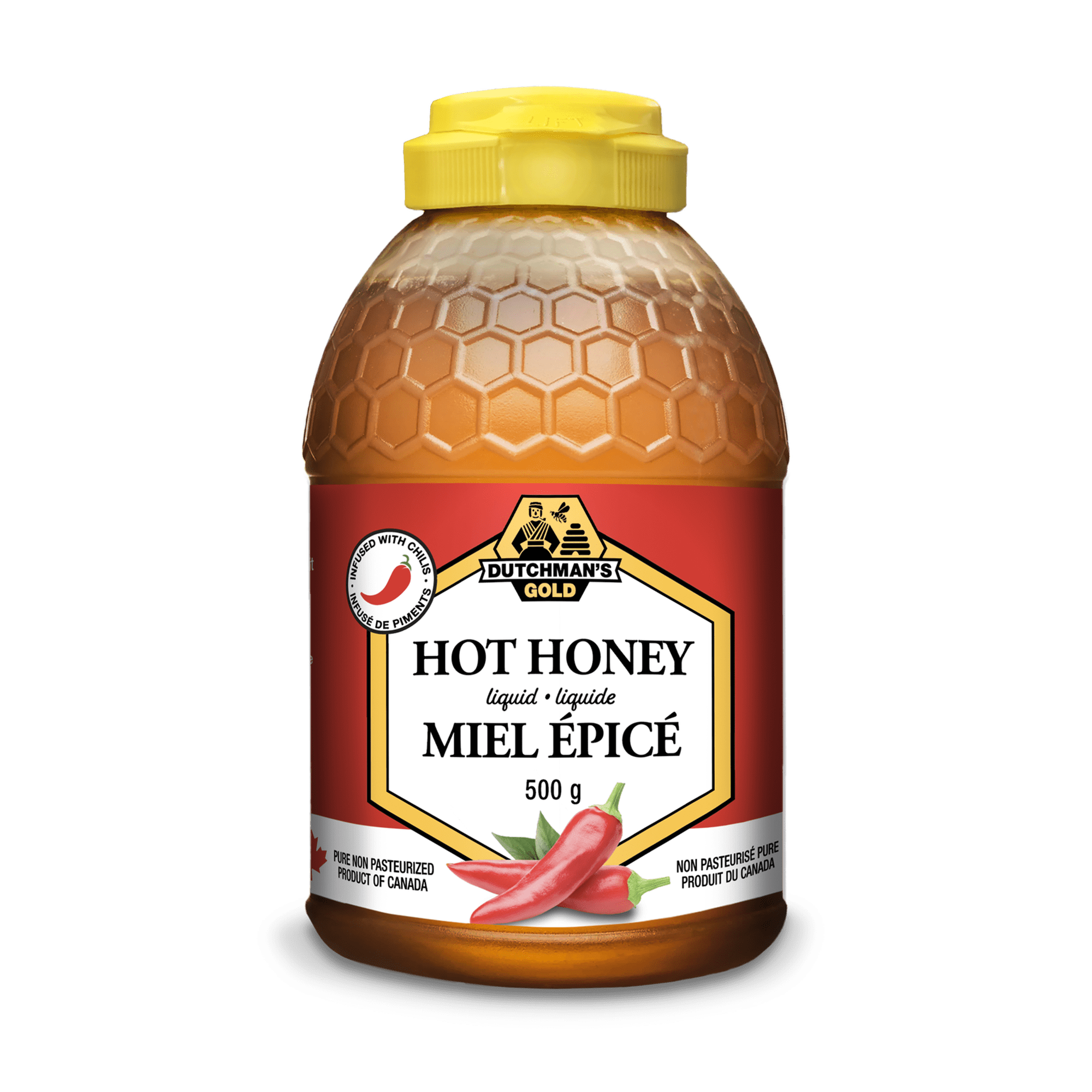 Dutchman's Gold Dutchman's Gold Hot Honey Chili Infused Canadian Honey Sweet & Spicy Drizzle Unpasteurized 550 G Squeeze Bottle 500 G