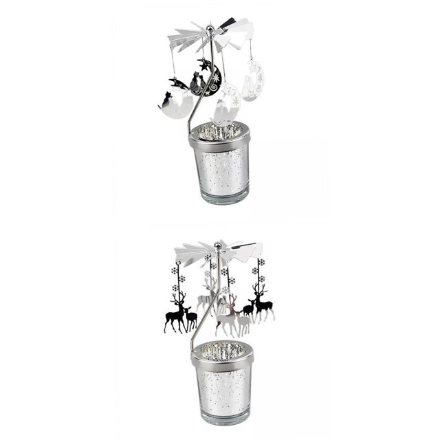 GUOOL 2Pieces Romantic Rotary Candle Holder Tea Light Holder for Christmas Restaurant D