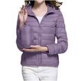 thumbnail image 1 of WRKEKC Lightweight Hooded Parka for Women, Solid Color Long Sleeve Full Zip Coat with Secure Pockets and Ribbed Cuffs, Transitional Season Layer Purple 4XL, 1 of 7