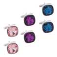 thumbnail image 4 of 3 Pairs Rhinestone Cufflinks Jewelry Elegant Classy Male Cufflinks for Wedding, 4 of 8