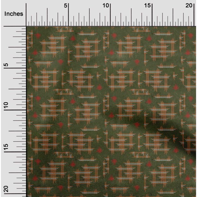 oneOone Silk Tabby Fabric Geometric Kasuri Print Sewing Fabric BTY 42 Inch Wide