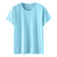 thumbnail image 2 of Blouses à Manches Courtes pour Femmes Mode pour Femmes Uni Col Rond T-Shirt à Manches Courtes Blouse Hauts Amples Femmes Hauts à Manches Courtes Femmes Blouse à Manches Courtes Hauts à Manches Courtes pour Femmes, 2 of 5