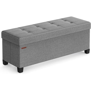 SONGMICS Ottoman Banc de Rangement, Repose-Pieds Pliable avec Pattes, 38 x 110 x 40 cm, Banc de Bout de Lit, Coffre de Rangement, Charge jusqu'à 300 kg, pour Salon, Chambre, Entrée, Gris Dove