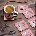 thumbnail image 3 of Inkdotpot Set of 6 Drink Coasters Easy Clean 4-inch SquareCoastersCork Base-Reusable- Cat Quotes, 3 of 8