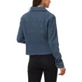 thumbnail image 3 of INSPIRE CHIC Veste en Jean pour Femme à Boutons Manches Longues Texture Délavée Veste en Denim Décontractée m Bleu Foncé, 3 of 6