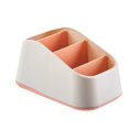 thumbnail image 1 of Orange Plastic Desktop Organizer With 4 Compartments For Office Supplies Stationery Pens Cards Small Storage Box Space Saving #S3gOS, 1 of 6